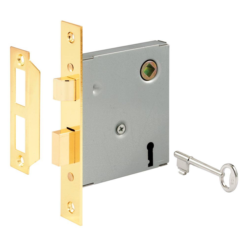 Prime-Line E 2294 Vintage Style Indoor Mortise Lock Assembly Kit – Cast Steel, Brass Plated Finish